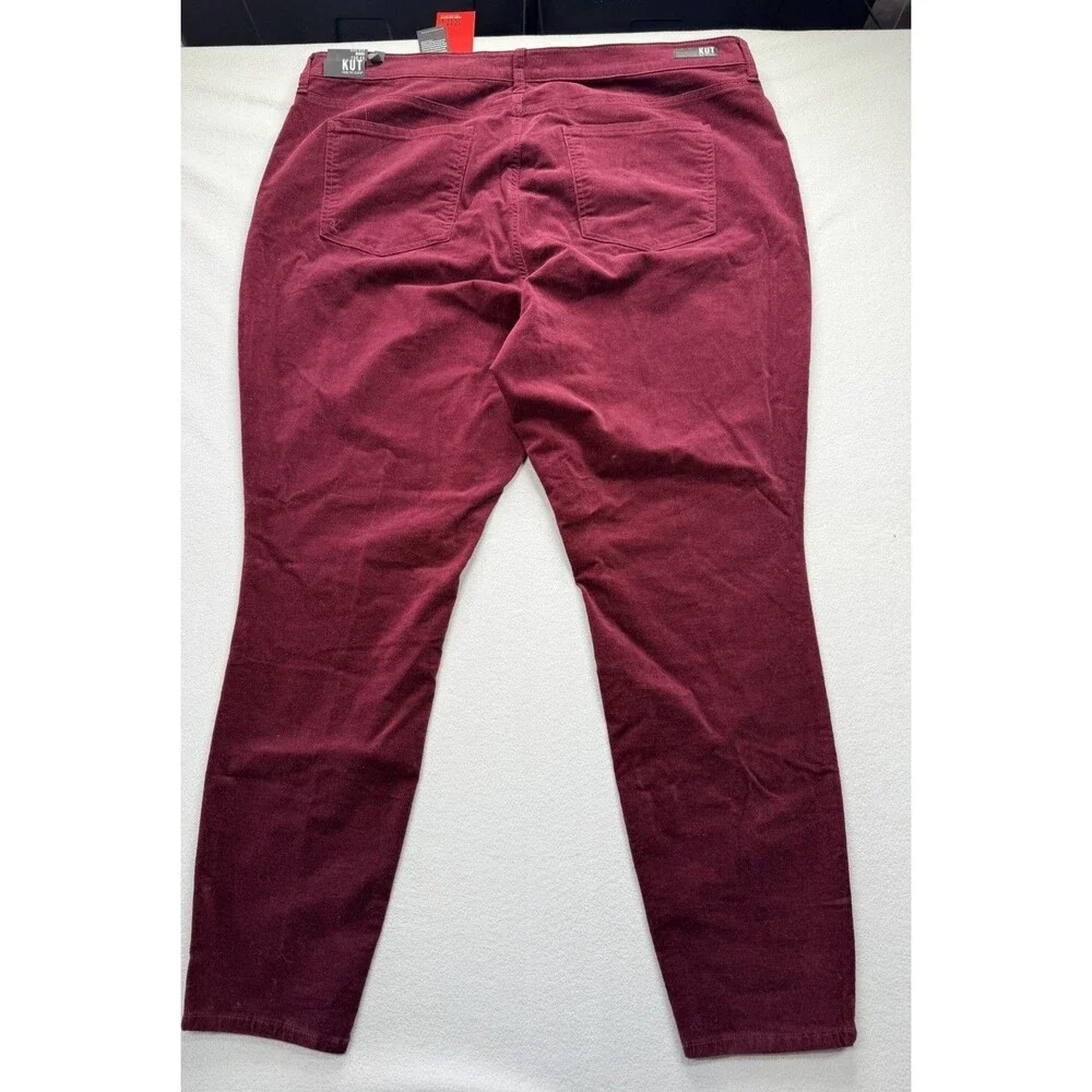 KUT From The Kloth Diana Fab Ab Skinny Corduroy Pants Womens 22W Burgundy NWT